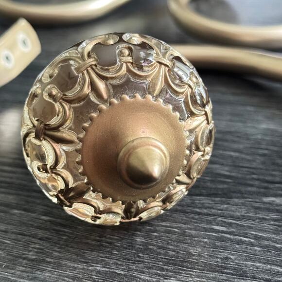 Drape Curtain 6 Brushed Champagne Ornate Filigree Glass Ball Tieback Holdbacks - Picture 4 of 12